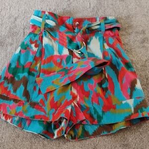 Chufy Gone Jammin Geometric Ikat Pleated Shorts With Sash Belt